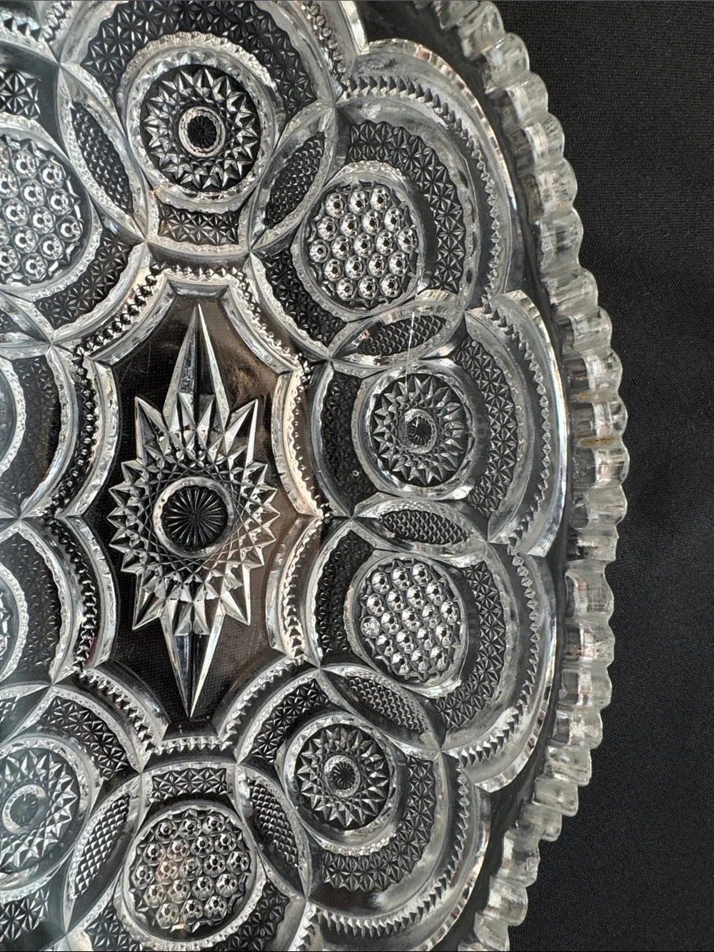 Pressed Glass Serving Tray - Clear Scalloped Edge
